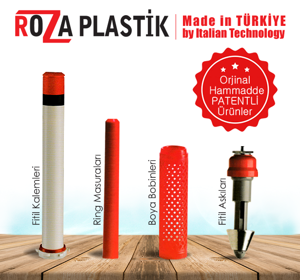 Roza Plastik fitil kalemleri, ring masuraları, boya bobinleri